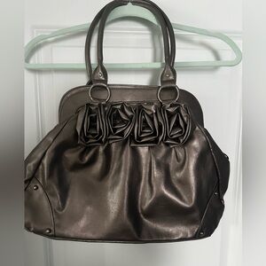 NWOT Chic Metallic Shoulder Bag with Floral Accents